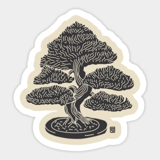 Woodblock Bonsai Tree Sticker